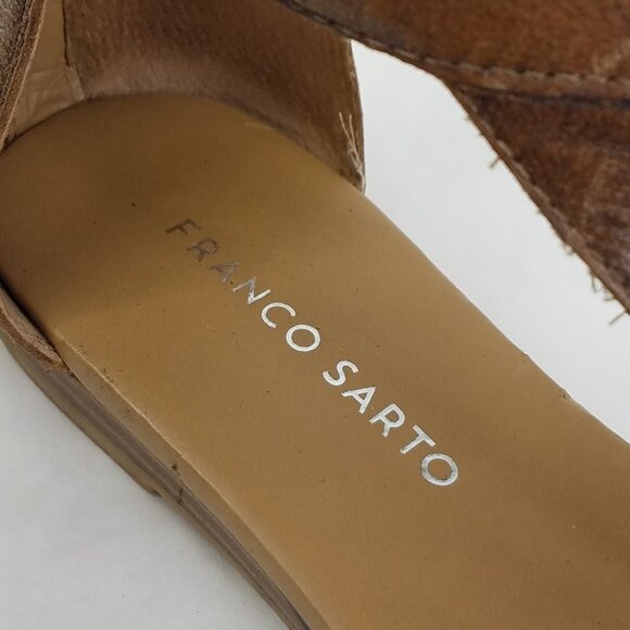 Franco Sarto Gelato Sandals Womens 6 Caramel Brown Leather Zipper Heel Gladiator - Picture 13 of 14